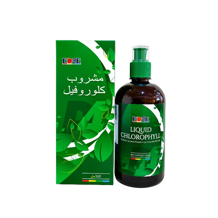 مشروب الكلوروفيل الأصلي 500 مل مع العلبة الخارجية باللون الأخضر، شراب الكلوروفيل الطبيعي لدعم الصحة العامة وجودة عالية